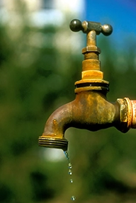 leaking tap with drinking water